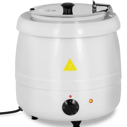 Suppentopf elektrisch - 10 L - Stahl - weiß beschichtet