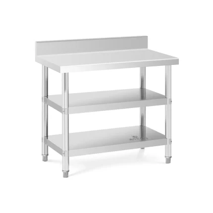 Edelstahltisch mit Aufkantung - 100 x 60 x 16.5 cm - 199 kg - 2 Ablagen