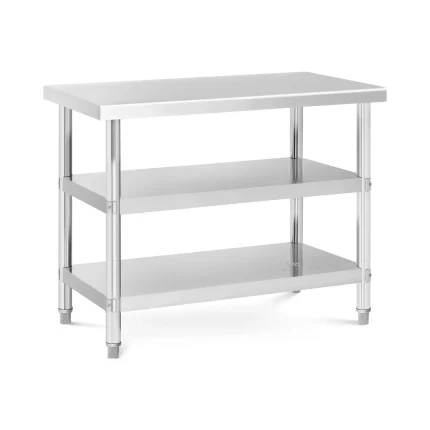 Edelstahltisch - 100 x 60 x 5 cm - 185 kg - 2 Ablagen