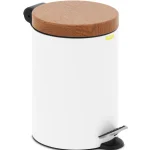 Tretmülleimer mit Deckel in Holzoptik - 3 l - weiß - beschichteter Stahl | Dasgastro.de Tretmülleimer mit Deckel in Holzoptik - 3 l - weiß - beschichteter Stahl