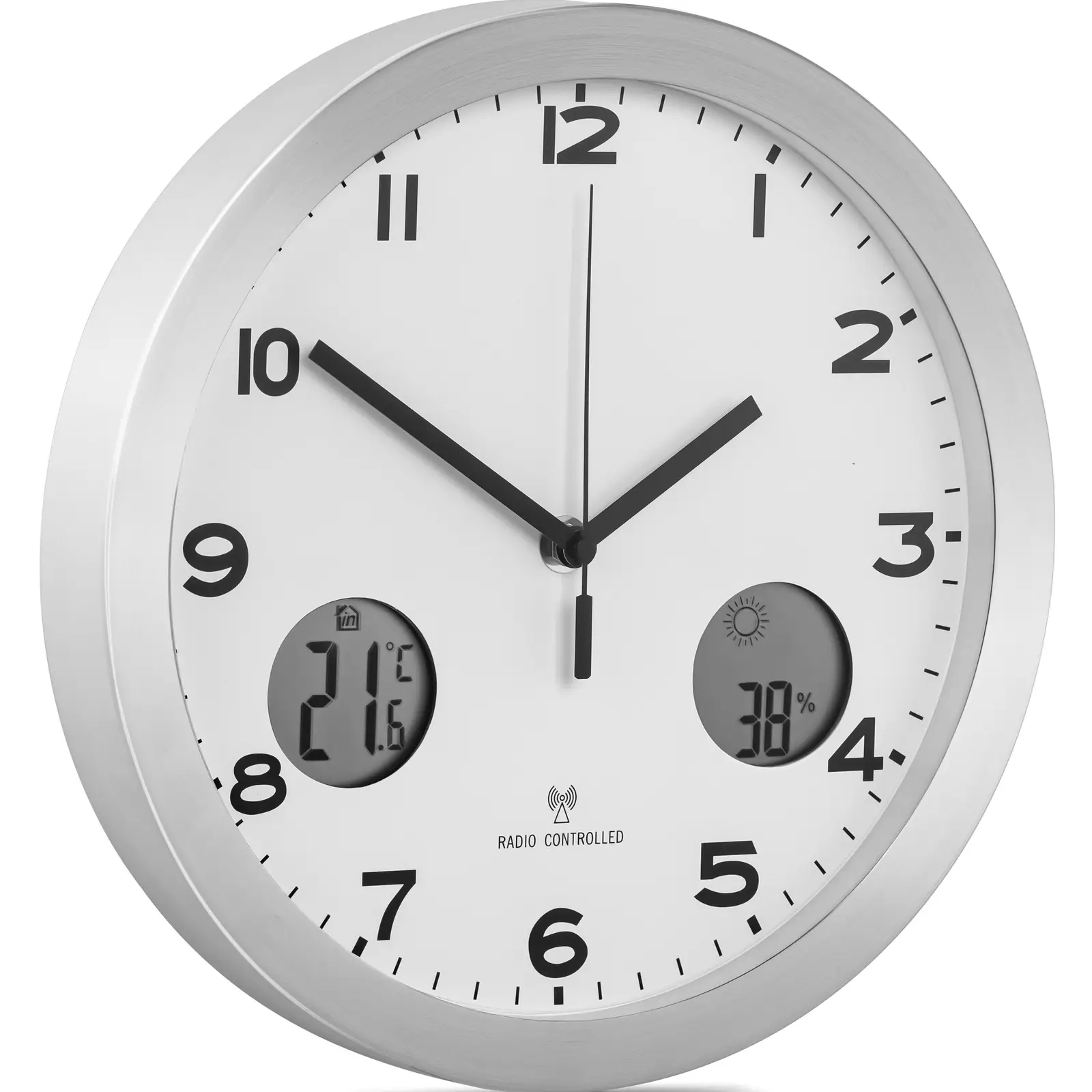 Wanduhr - Funk - Ø 30 cm - Thermometer - Hygrometer | Dasgastro.de Wanduhr - Funk - Ø 30 cm - Thermometer - Hygrometer