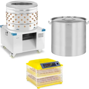 Set Rupfmaschine - 360 kg/h - mit Brutapparat für 96 Eier und Kochtopf 98 L