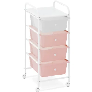 Kosmetikwagen - 4 Schubladen - rosa/weiß