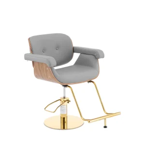 Friseurstuhl mit Fußstütze - 830 - 980 mm - 200 kg - Golden, Grau