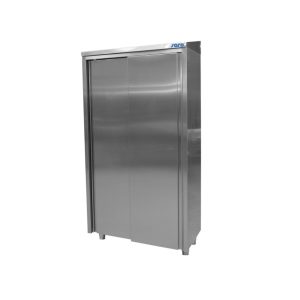 Edelstahlhochschrank 2 Schiebetüren, Breite 1000mm