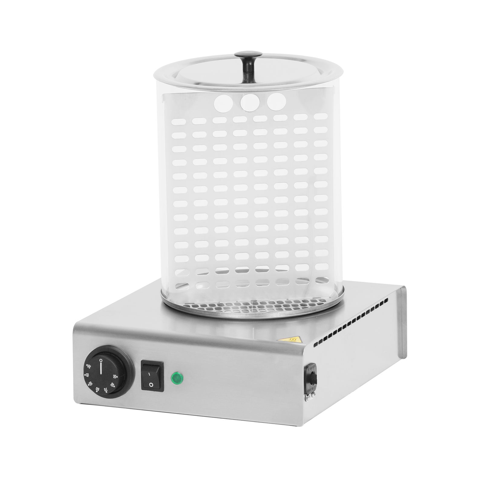 Hot Dog Würstchen wärmer mit Glasbehälter - 1 kW - 230 V | Dasgastro.de Hot Dog Würstchen wärmer mit Glasbehälter - 1 kW - 230 V