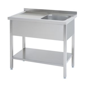 Spülbecken mit Ablage links und Bodenregal - 1200 x 700 x 850 mm