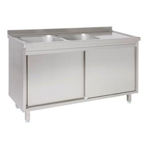Doppel Spültisch mit Ablage rechts - 1600 x 600 x 850 mm