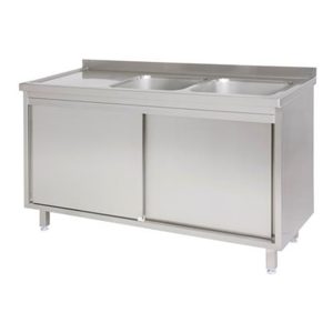 Doppel Spültisch mit Ablage links - 1500 x 700 x 850 mm