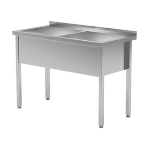 Doppel spültisch mit 2 Becken ohne Bodenregal - 1500 x 600 x 850 mm