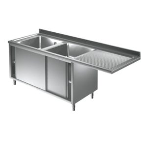 Doppel Spülschrank mit Schiebetür und (Ablage rechts) - 1900 x 600 x 900 mm