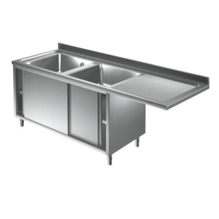 Doppel Spülschrank mit Schiebetür und (Ablage rechts) - 1900 x 600 x 900 mm