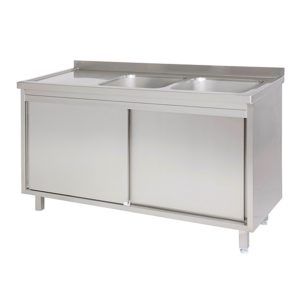 ECO Doppel Spültisch mit Ablage links - 1600 x 600 x 850 mm