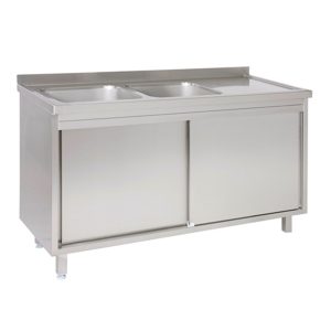 ECO Doppel Spültisch mit Ablage rechts - 1400 x 600 x 850 mm