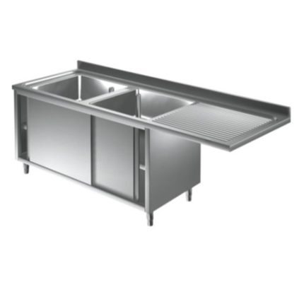 Doppel Spülschrankcenter ECO mit Schiebetür und (Ablage rechts) - 1600 x 600 x 900 mm