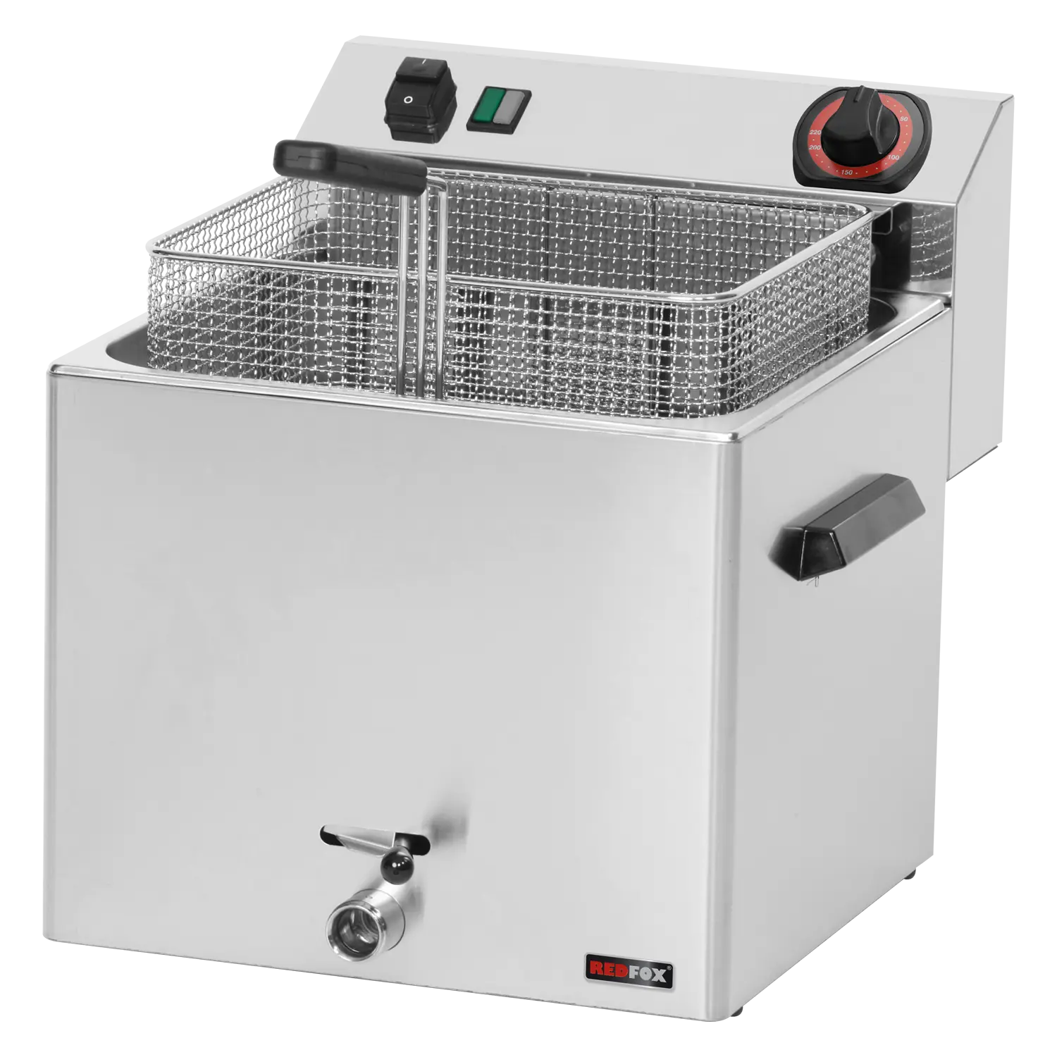 Fritteuse elektrisch 0,74 kW/l, 11 l Tisch mit Auslass 400 V | REDFOX - FE 10 T | Dasgastro.de Fritteuse elektrisch 0,74 kW/l, 11 l Tisch mit Auslass 400 V | REDFOX - FE 10 T